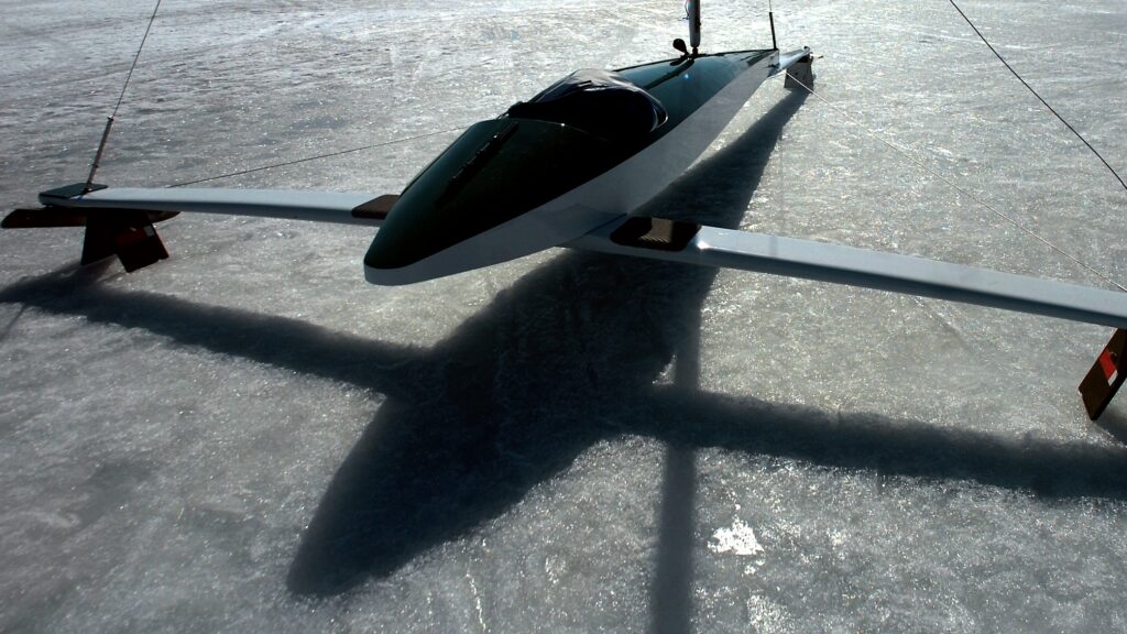 A bright late winter sun cast shadows around the ice boats. Dan Plutchak/photo.