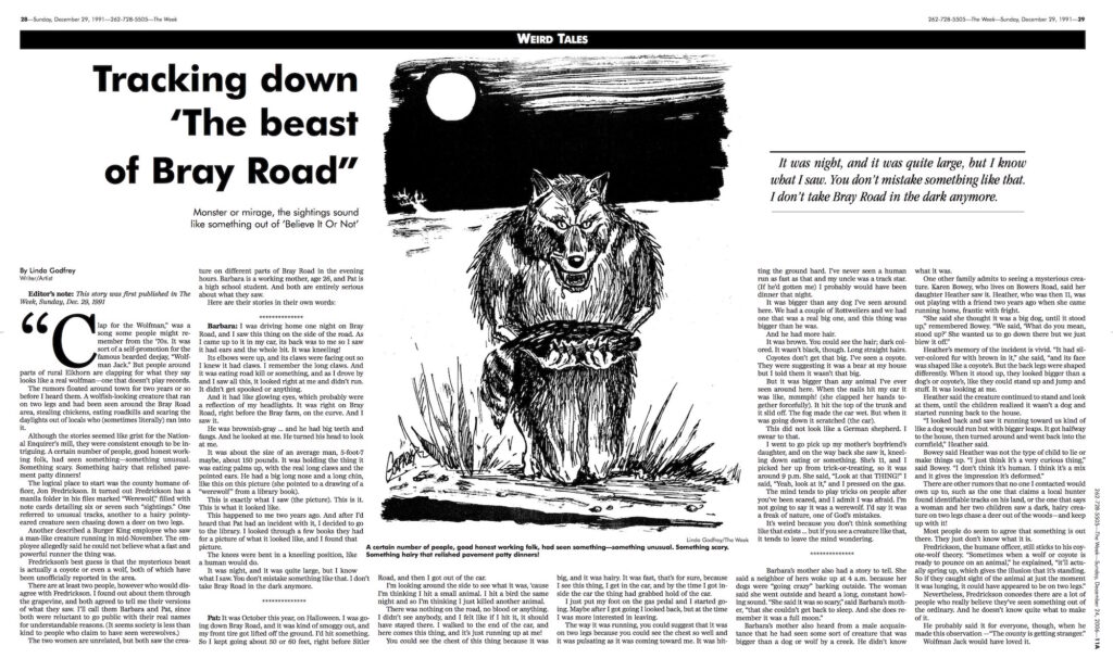 Beast of Bray Road, The Week, Dec. 29, 1991, By Linda Godfrey