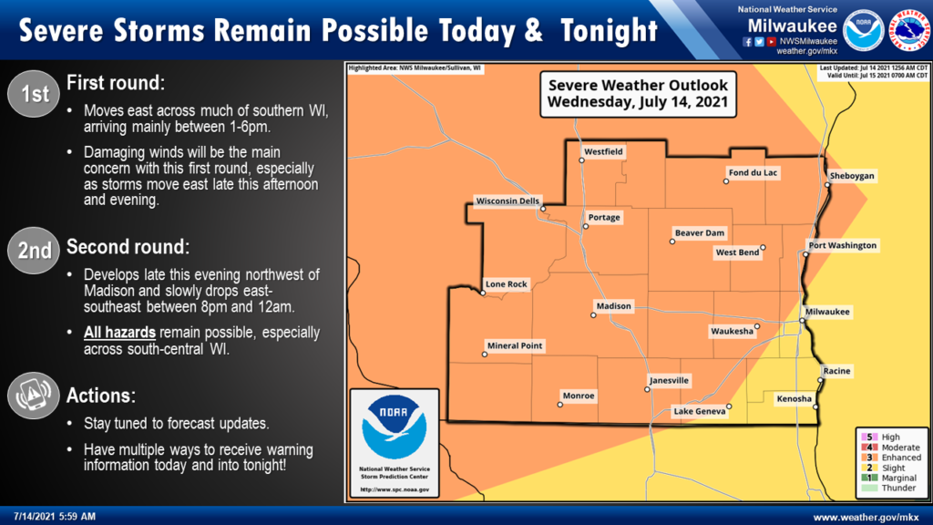Walworth County under threat of severe storms Wednesday Walworth