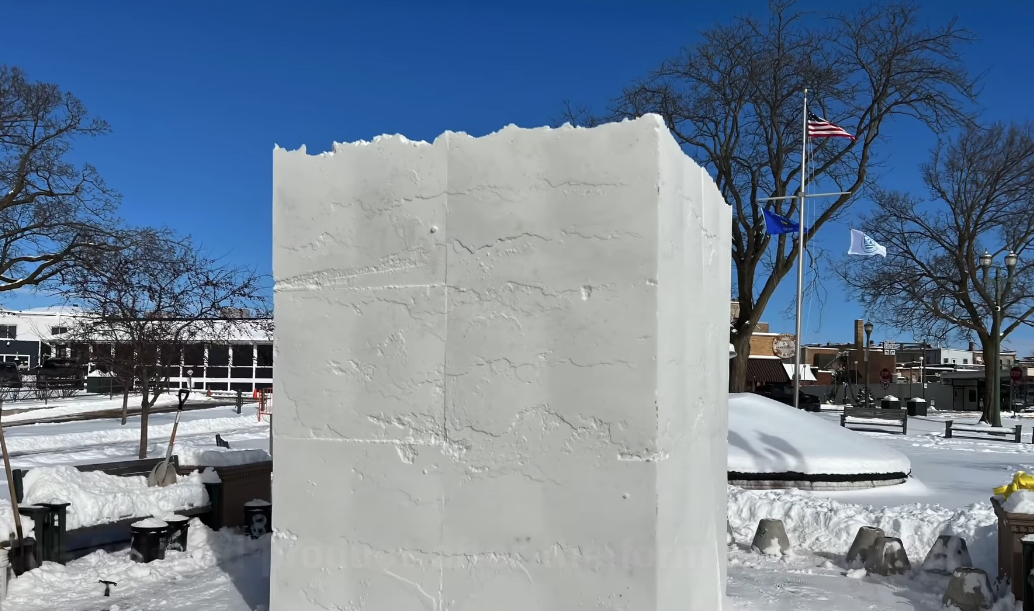 Snow sculpting cubes ready for the artists. Visit Lake Geneva photo