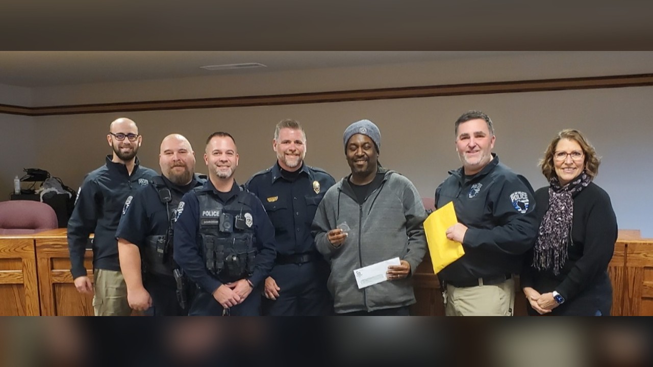 The City of Delavan Police Department recently presented Bryan Russell with this year’s “No Shave November” donations.
