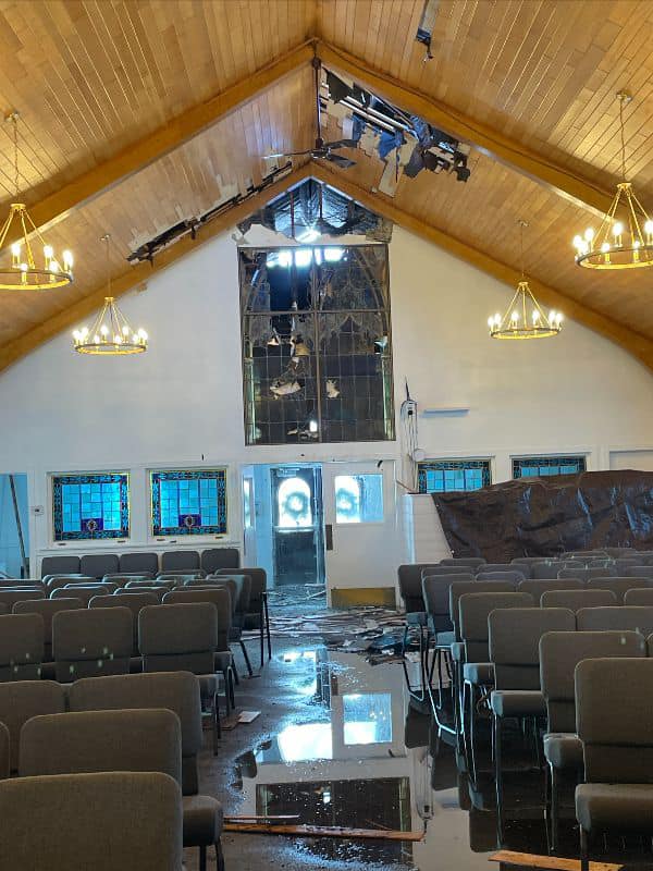 Damage to the interior of Anchor Covenant Church in Lake Geneva. Anchor Covenant Church photo